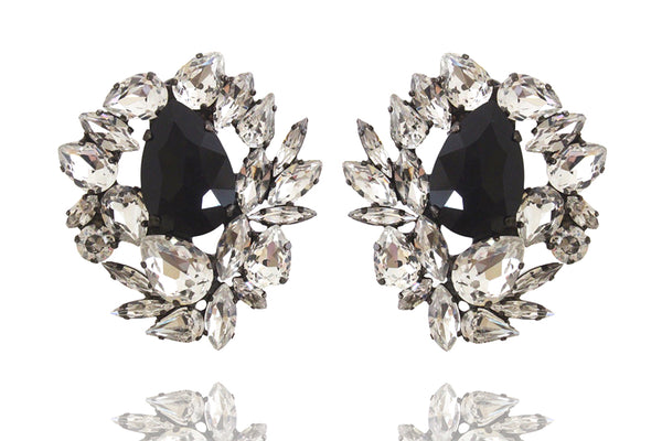 Crystal & Jet Rose Oversized Studs