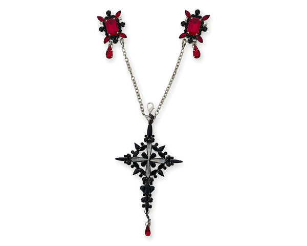 La Croix Dynasty Midnight Ruby Crucifix with Brooches