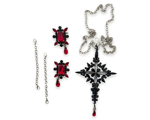 La Croix Dynasty Midnight Ruby Crucifix with Brooches