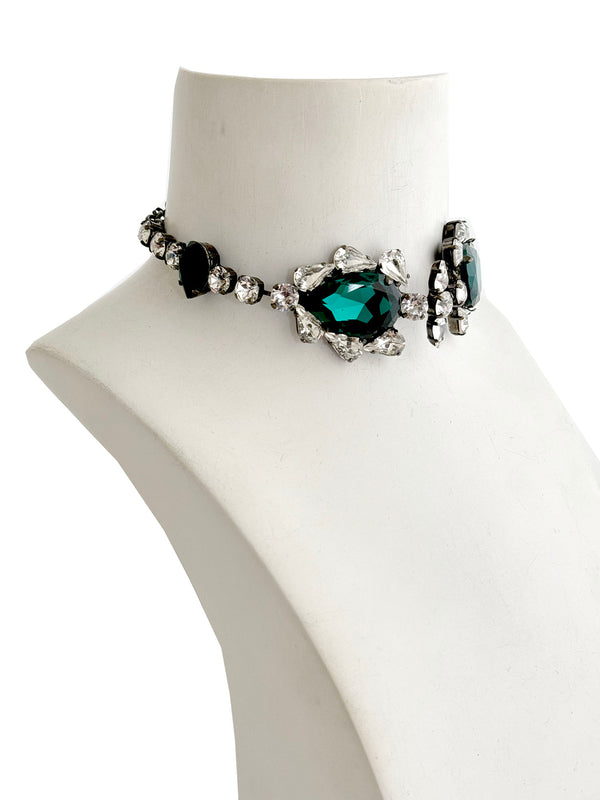 Dynasty Satine Emerald Crystal Choker