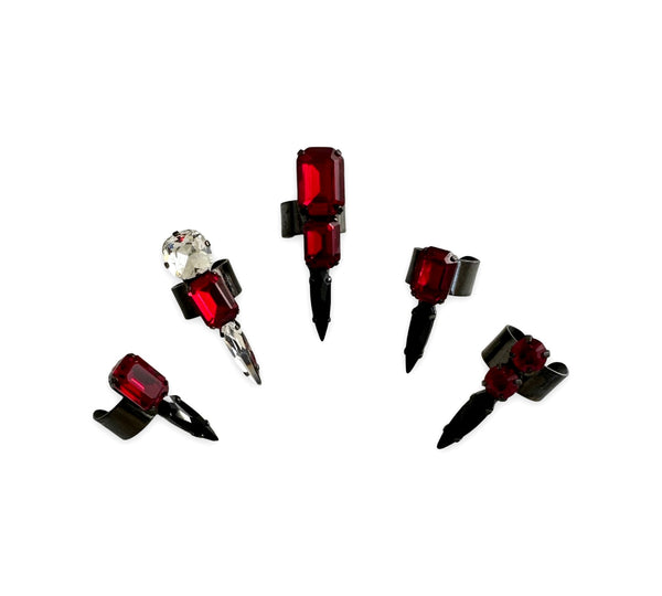 JET RUBY FIVE SPIKE RING SET - O-JSS