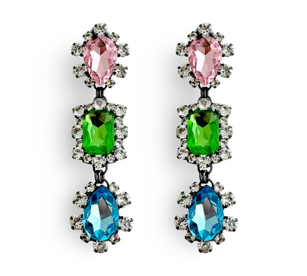 Dynasty Katherine Pink Peridot & Aquamarine Earrings