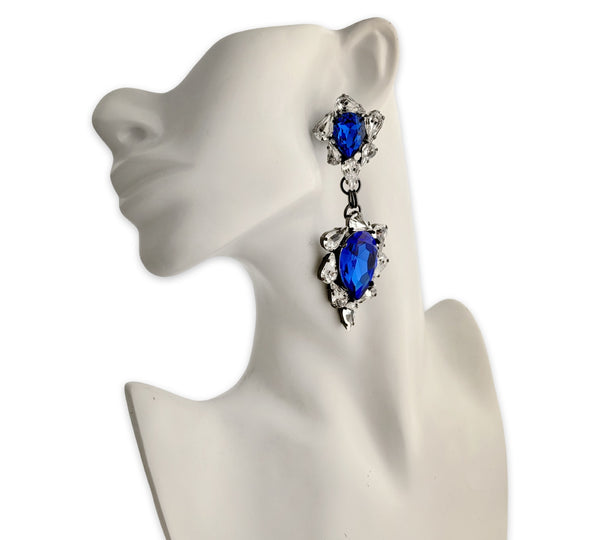 Dynasty Penelope Crystal Sapphire Drop Earrings