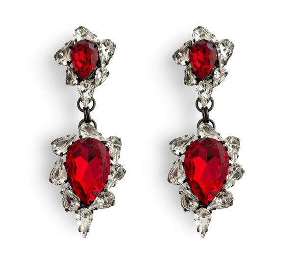 Dynasty Penelope Crystal Ruby Drop Earrings