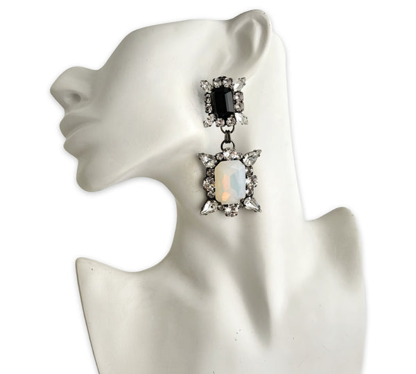 Dynasty Genevieve White Jet Earrings