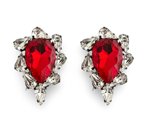 Dynasty Satine Ruby Crystal Studs