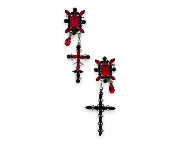 La Croix Dynasty Midnight Ruby Crucifix with Brooches