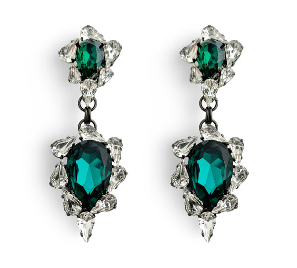 Dynasty Penelope Crystal Emerald Drop Earrings