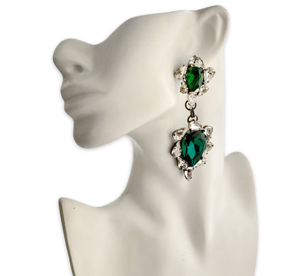 Dynasty Penelope Crystal Emerald Drop Earrings