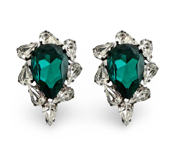 Dynasty Satine Emerald Crystal Studs