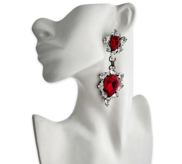 Dynasty Penelope Crystal Ruby Drop Earrings