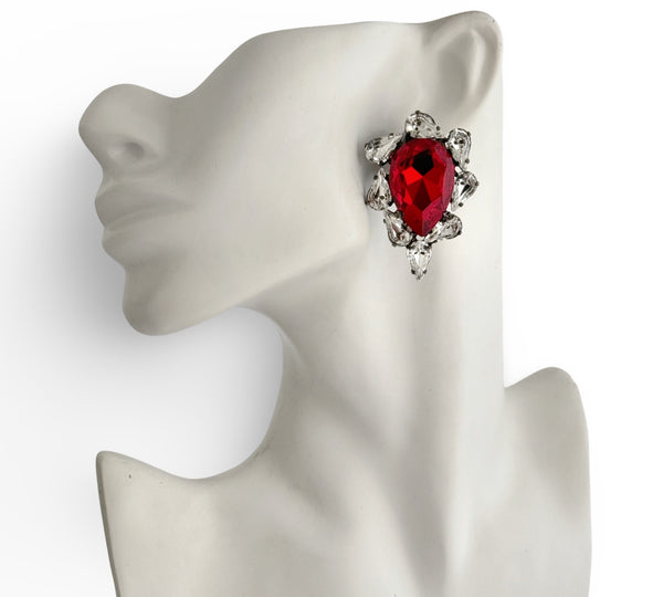 Dynasty Satine Ruby Crystal Studs