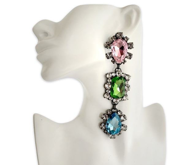 Dynasty Katherine Pink Peridot & Aquamarine Earrings