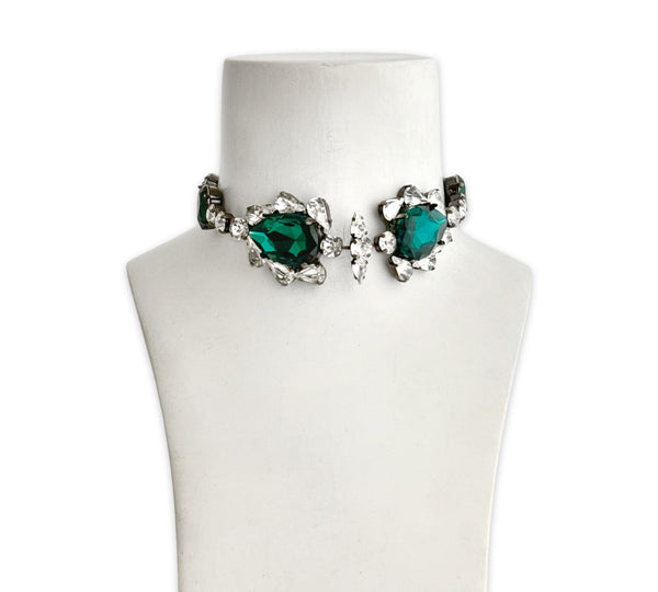 Dynasty Satine Emerald Crystal Choker