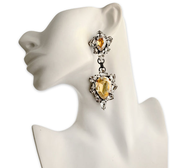 Dynasty Satine Crystal Champagne Drop Earrings