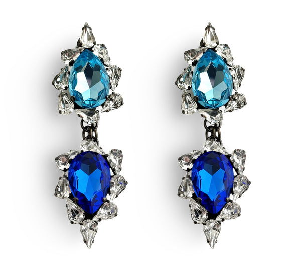 Dynasty Versailles Sapphire Aqua Crystal Drop Earrings