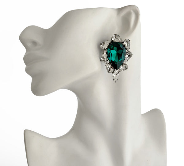 Dynasty Satine Emerald Crystal Studs