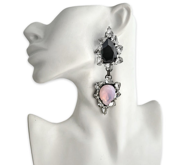 Dynasty Versailles Pink Opal Noir Drop Earrings