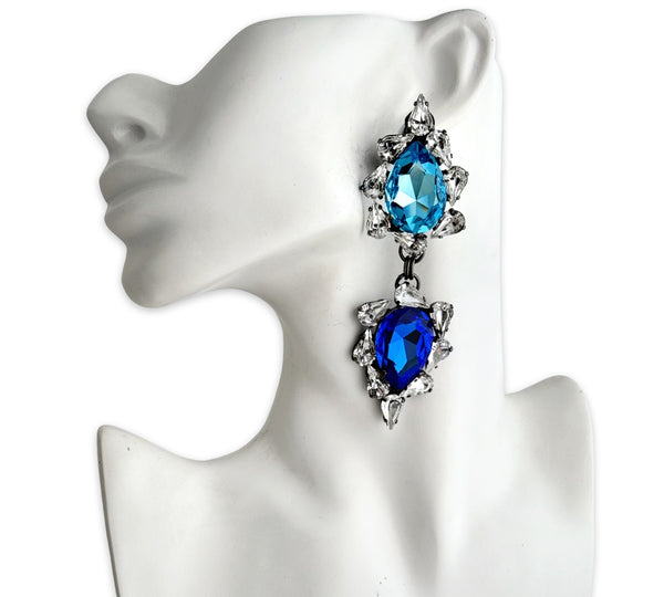 Dynasty Versailles Sapphire Aqua Crystal Drop Earrings