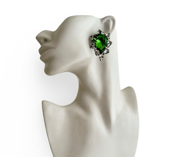 Dynasty Satine Peridot Crystal Studs