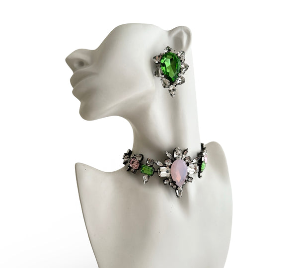 Dynasty Elizabeth Pink Peridot Crystal Choker